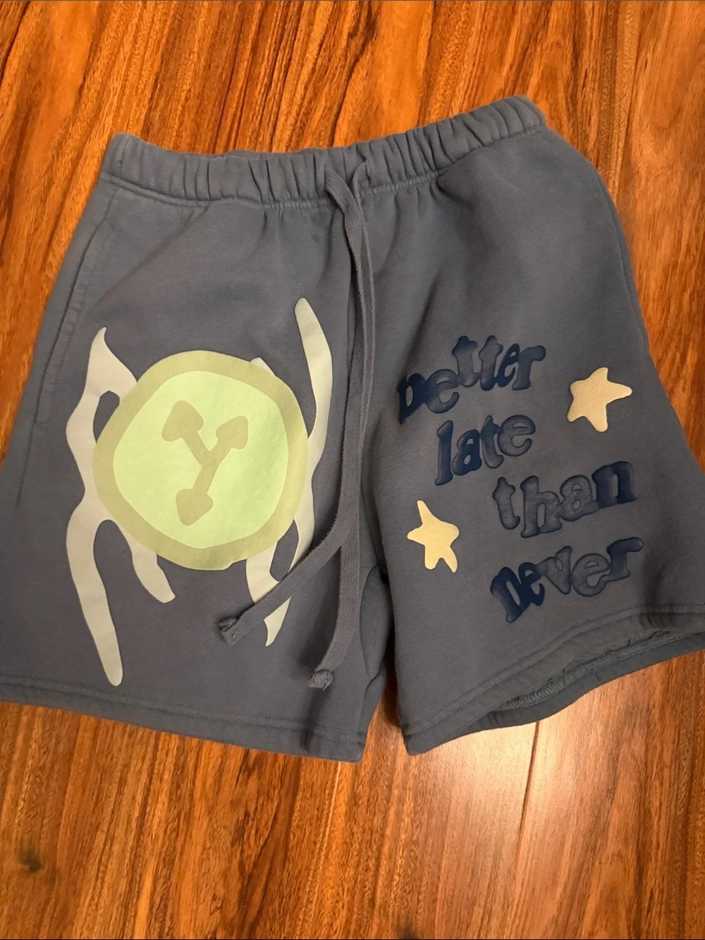 PacSun Blue Graphic Men’s Athletic Shorts with Light Green & Cream Accents
